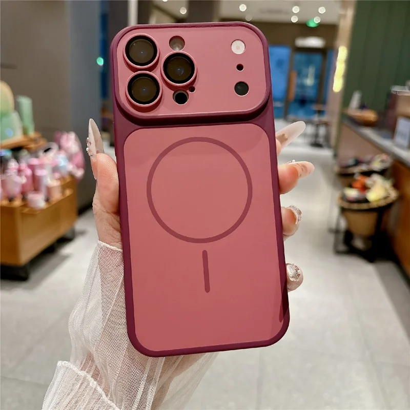 For iPhone 16 Pro Max Magnetic Case Matte Skin Touch PC + TPU Shockproof Phone Cover - Cherry Red