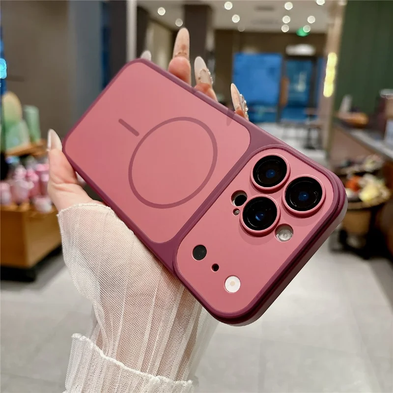 For iPhone 16 Pro Max Magnetic Case Matte Skin Touch PC + TPU Shockproof Phone Cover - Cherry Red