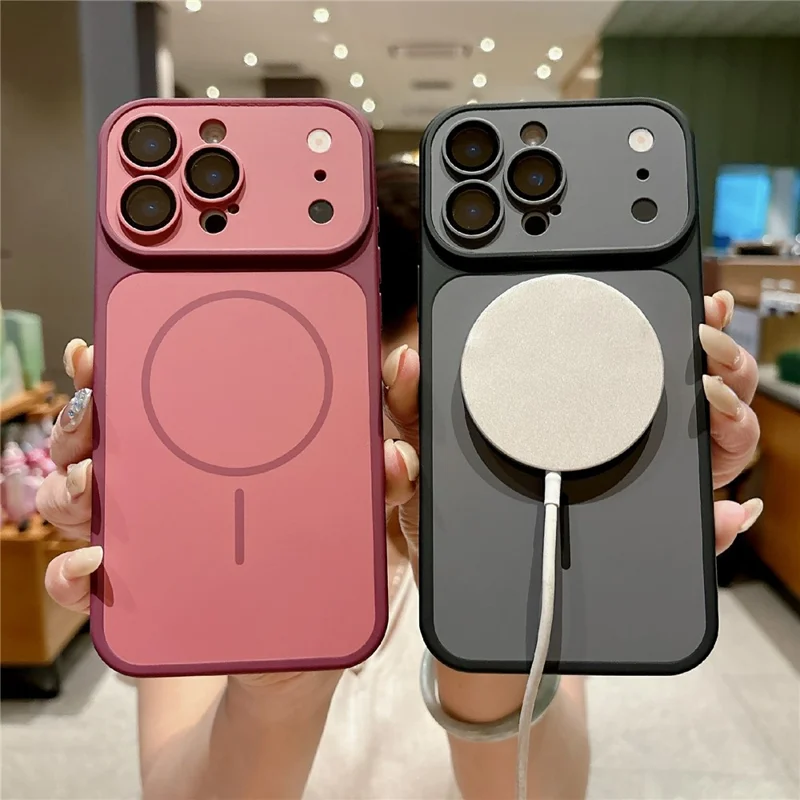 For iPhone 16 Pro Max Magnetic Case Matte Skin Touch PC + TPU Shockproof Phone Cover - Cherry Red