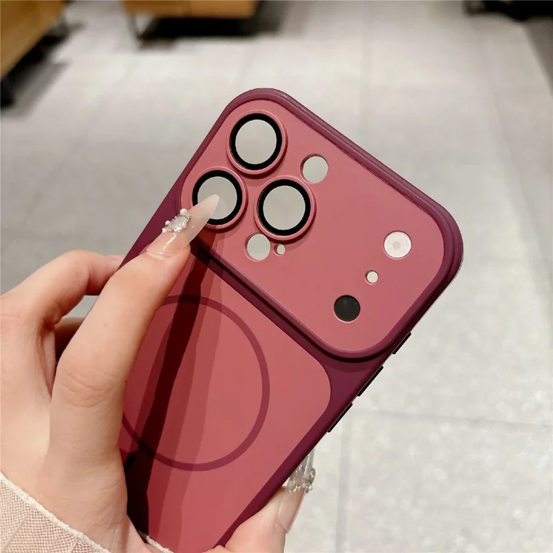For iPhone 16 Pro Max Magnetic Case Matte Skin Touch PC + TPU Shockproof Phone Cover - Cherry Red