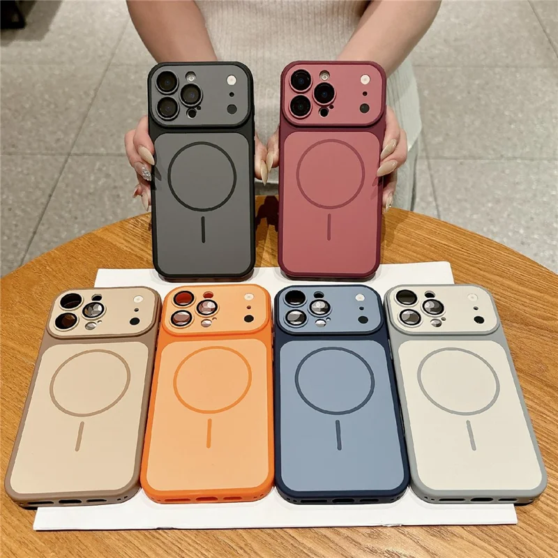 For iPhone 16 Pro Max Magnetic Case Matte Skin Touch PC + TPU Shockproof Phone Cover - Cherry Red