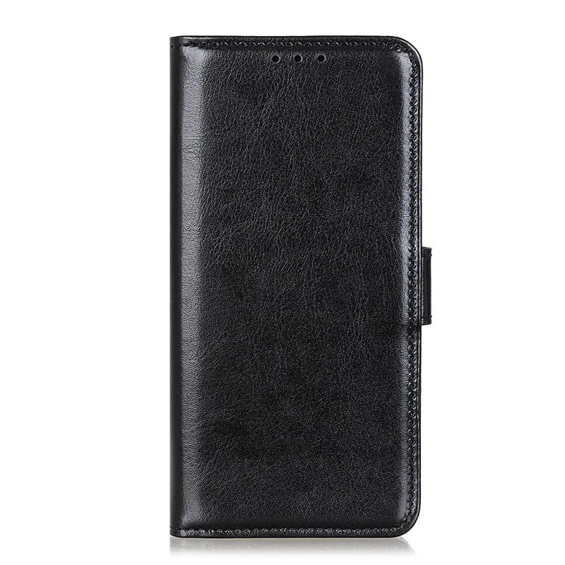 For Oppo A7 Pro Max 5G Case Crazy Horse Texture PU Leather Phone Stand Cover - Black