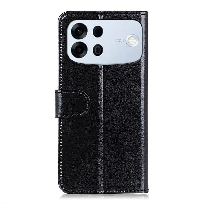 For Oppo A7 Pro Max 5G Case Crazy Horse Texture PU Leather Phone Stand Cover - Black