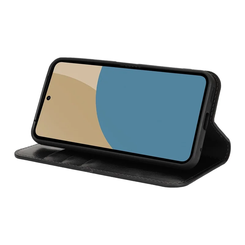 Capa para Telemóvel Sharp Aquos Sense 9, Capa Carteira em Pele Dividida com Textura Cavalo Louco - Preto