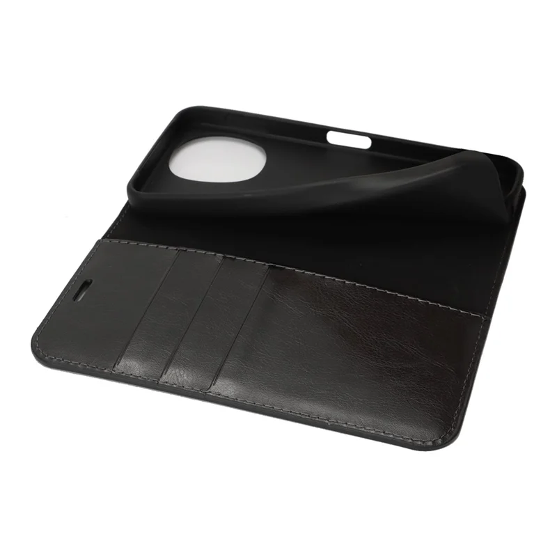Capa para Telemóvel Sharp Aquos Sense 9, Capa Carteira em Pele Dividida com Textura Cavalo Louco - Preto
