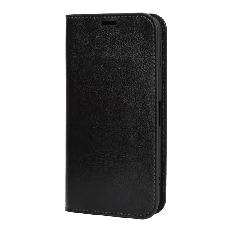 Capa para Telemóvel Sharp Aquos Sense 9, Capa Carteira em Pele Dividida com Textura Cavalo Louco - Preto