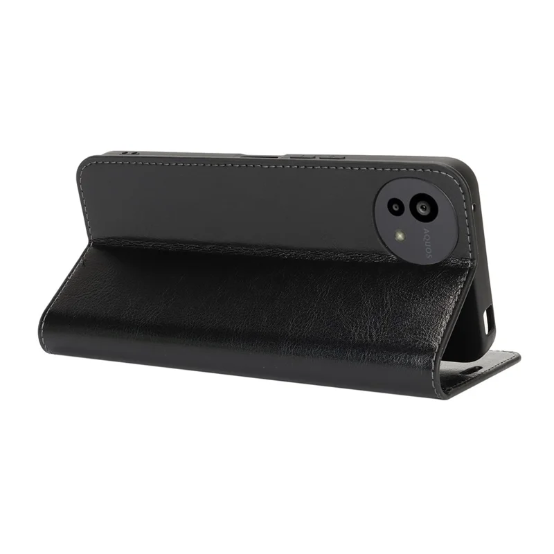 For Sharp Aquos Wish4 Case Crazy Horse Texture Split Leather Wallet Phone Cover - Black