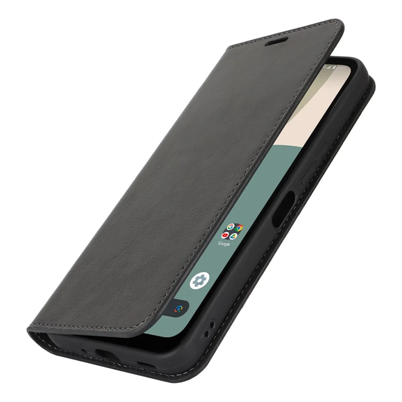 For Sharp Aquos Wish4 Case Crazy Horse Texture Split Leather Wallet Phone Cover - Black