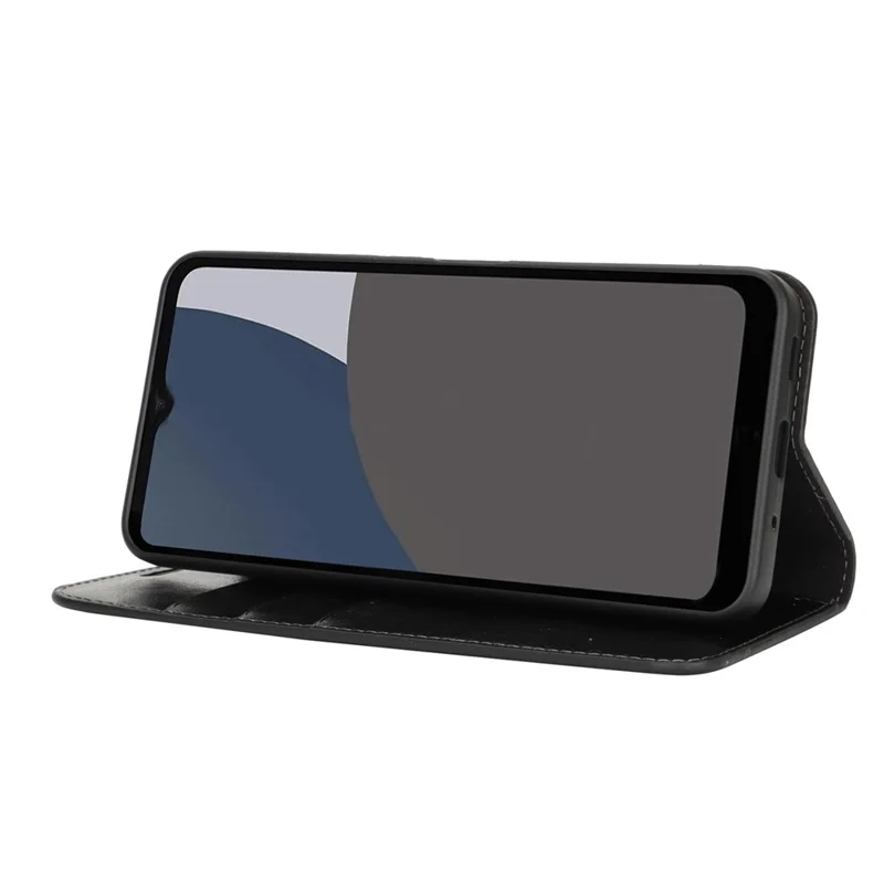 For Sharp Aquos Wish5 Case Crazy Horse Texture Split Leather Wallet Phone Cover - Black