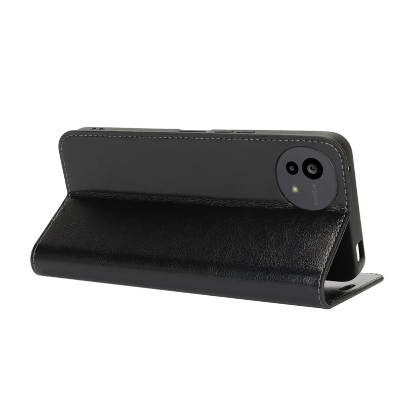 For Sharp Aquos Wish5 Case Crazy Horse Texture Split Leather Wallet Phone Cover - Black