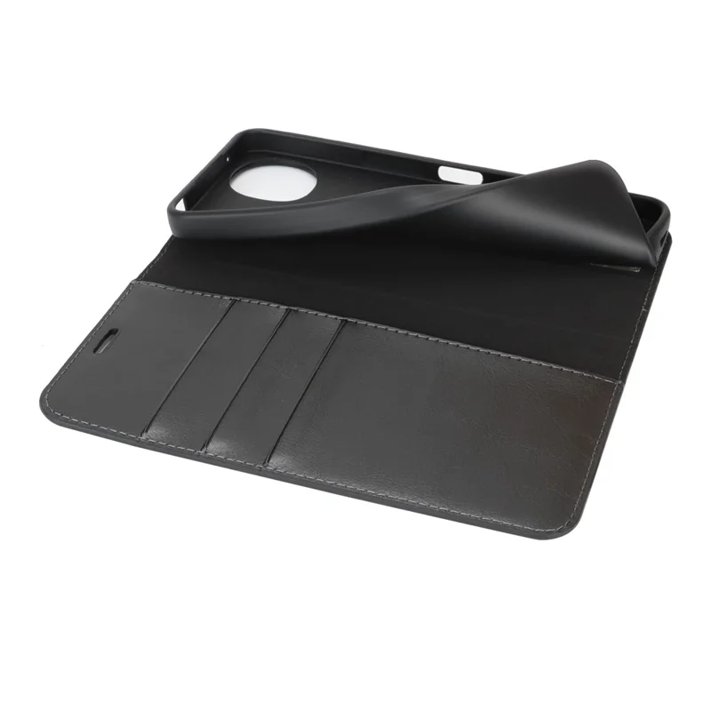 For Sharp Aquos Wish5 Case Crazy Horse Texture Split Leather Wallet Phone Cover - Black