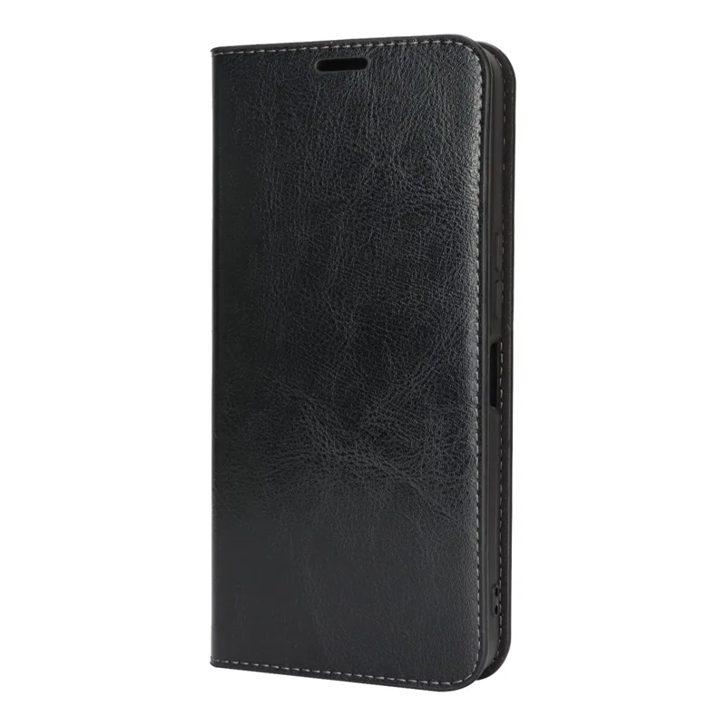 For Sharp Aquos Wish5 Case Crazy Horse Texture Split Leather Wallet Phone Cover - Black