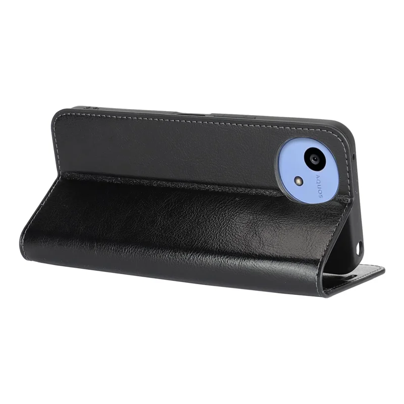 For Sharp Aquos Wish6 Case Crazy Horse Texture Split Leather Wallet Phone Cover - Black