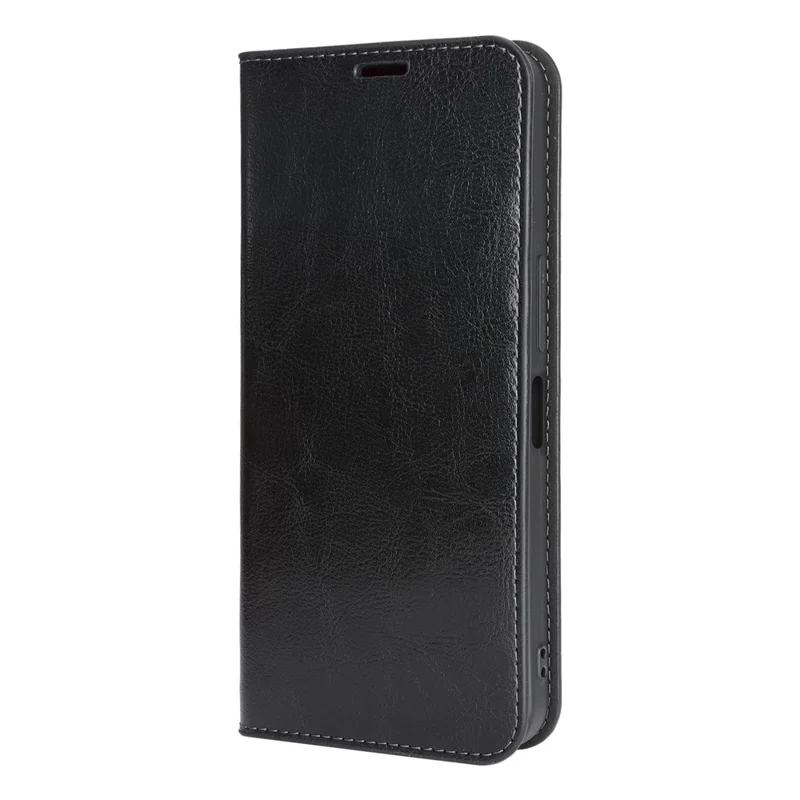 For Sharp Aquos Wish6 Case Crazy Horse Texture Split Leather Wallet Phone Cover - Black