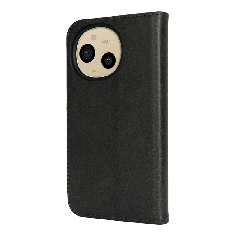 For Sharp Aquos Sense 9 Case PU Leather Calf Textured Magnetic Closing Smart Phone Cover - Black