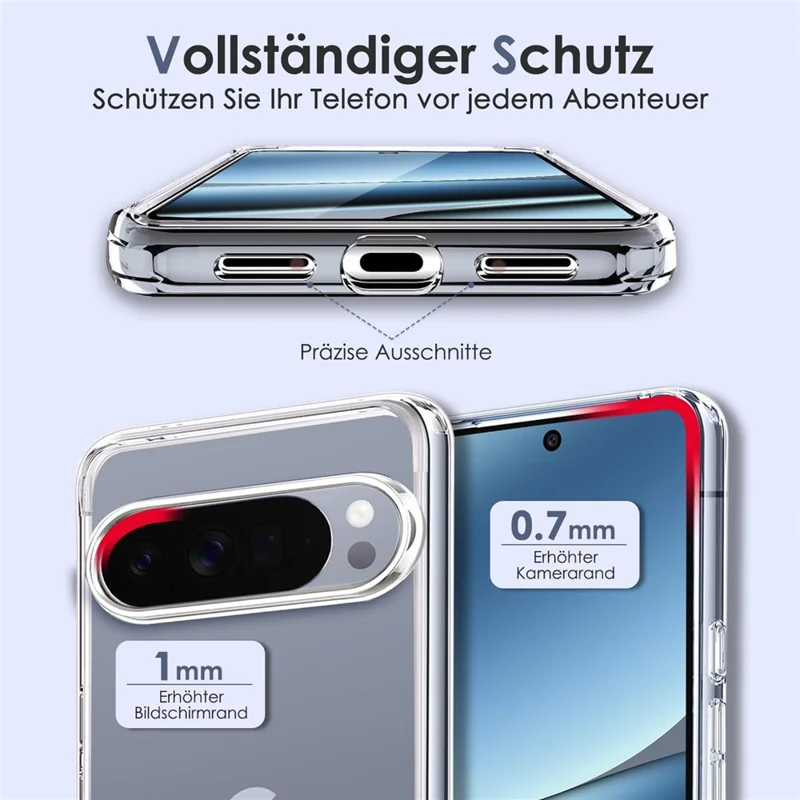 For Google Pixel 11 Pro Case Anti-Fingerprint Crystal Clear TPU Phone Cover - Transparent