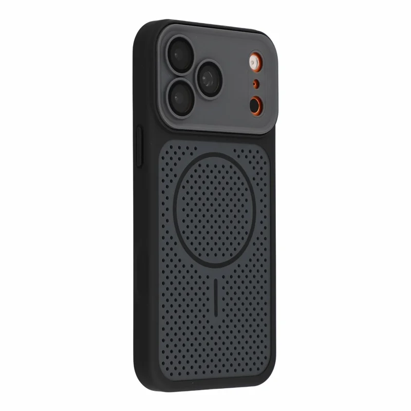 For iPhone 18 Pro Max / 17 Pro Max Magnetic Case Honeycomb Perforated Heat Dissipation TPU + PC Phone Protective Case - Black