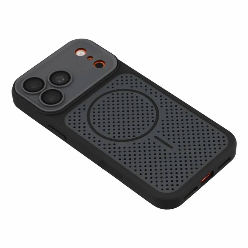 For iPhone 18 Pro Max / 17 Pro Max Magnetic Case Honeycomb Perforated Heat Dissipation TPU + PC Phone Protective Case - Black