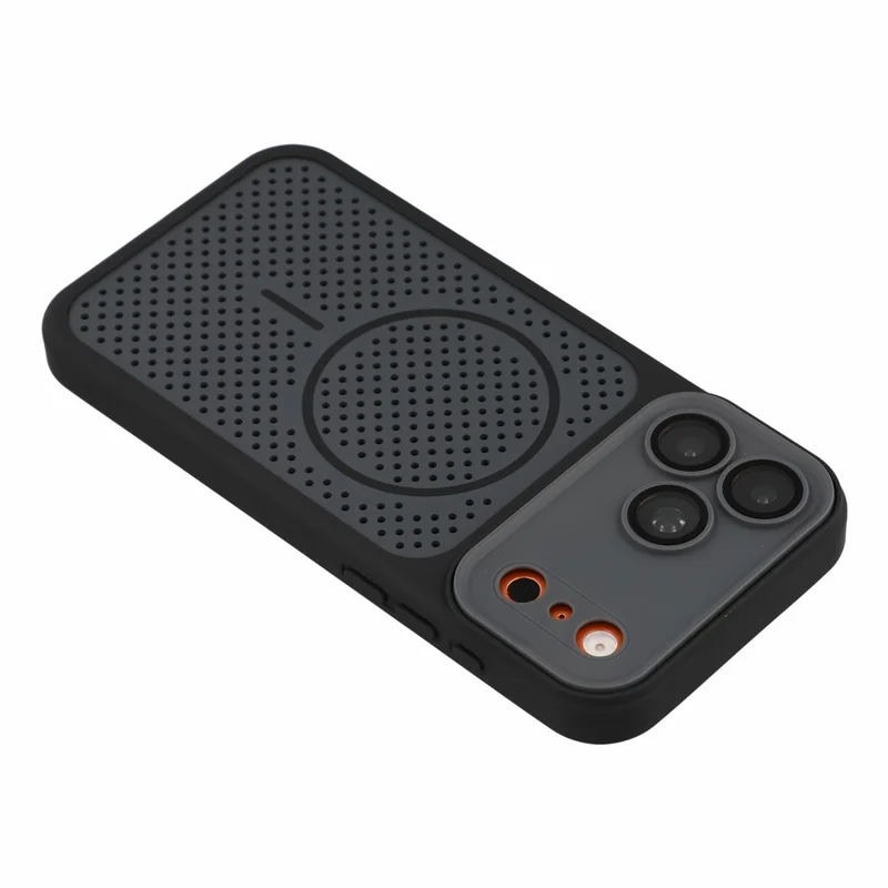 For iPhone 18 Pro Max / 17 Pro Max Magnetic Case Honeycomb Perforated Heat Dissipation TPU + PC Phone Protective Case - Black