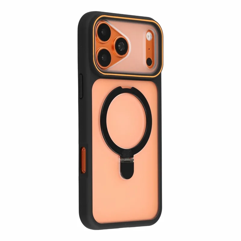 For iPhone 18 Pro / 17 Pro Case Foldable Magnetic Kickstand TPU + PC Anti-Scratch Phone Cover - Black