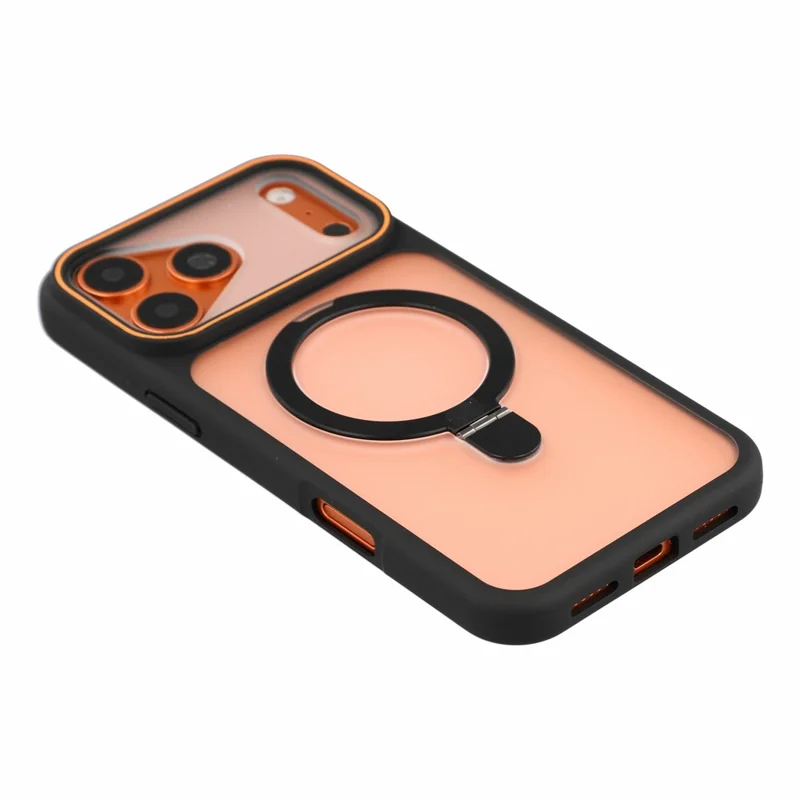 For iPhone 18 Pro / 17 Pro Case Foldable Magnetic Kickstand TPU + PC Anti-Scratch Phone Cover - Black