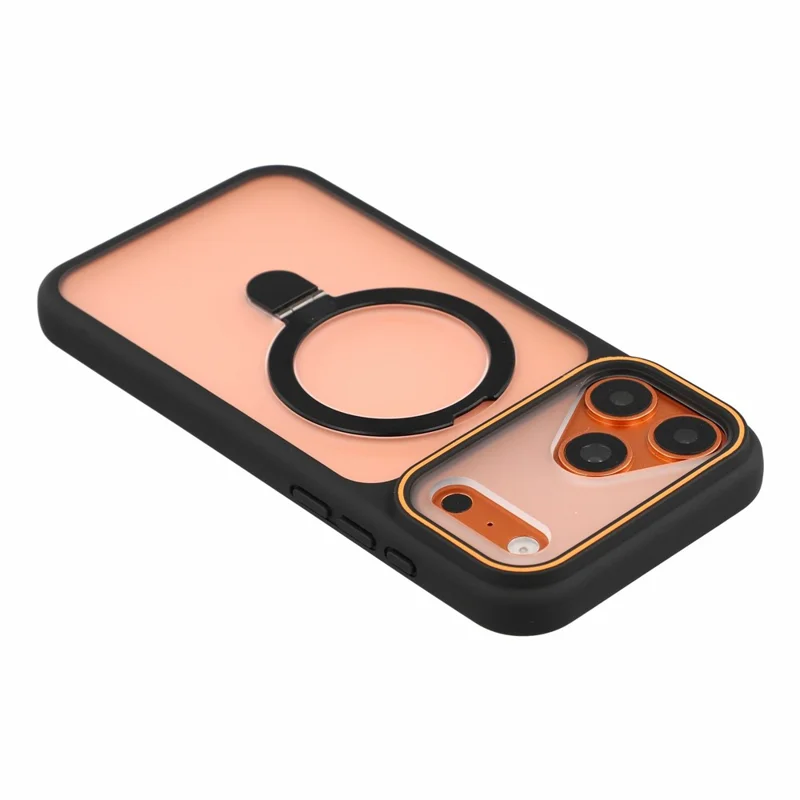 For iPhone 18 Pro / 17 Pro Case Foldable Magnetic Kickstand TPU + PC Anti-Scratch Phone Cover - Black