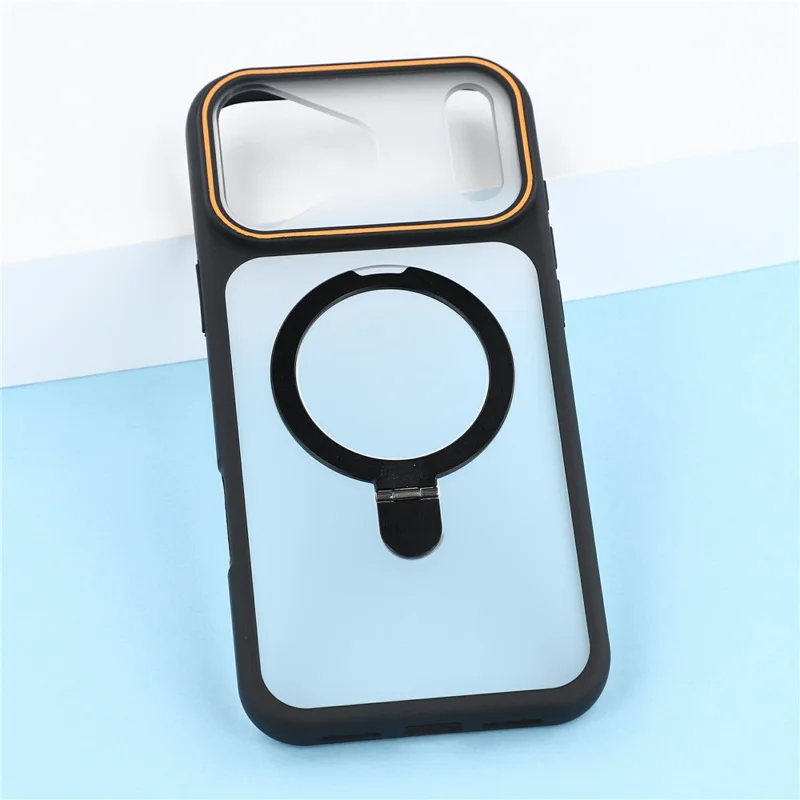 For iPhone 18 Pro / 17 Pro Case Foldable Magnetic Kickstand TPU + PC Anti-Scratch Phone Cover - Black