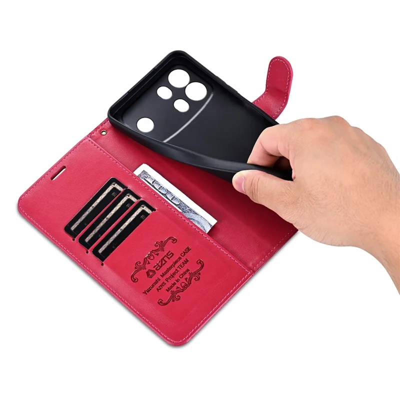 AZNS For Oppo A7 Pro Max 5G Case Anti-Scratch PU Leather Stand Wallet Phone Cover - Red