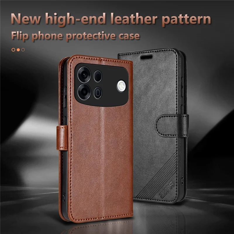 AZNS For Oppo A7 Pro Max 5G Case Anti-Scratch PU Leather Stand Wallet Phone Cover - Red