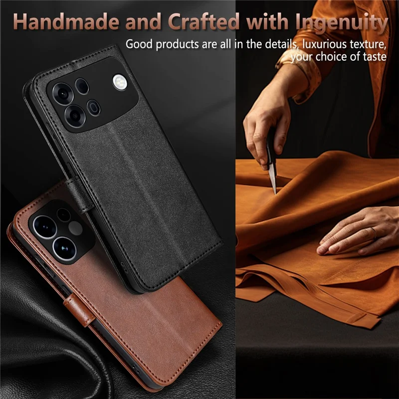 AZNS For Oppo A7 Pro Max 5G Case Anti-Scratch PU Leather Stand Wallet Phone Cover - Red
