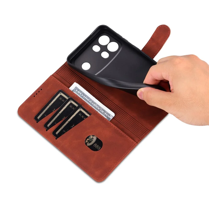 AZNS For Oppo A7 Pro Max 5G Case PU Leather Wallet Phone Cover - Brown