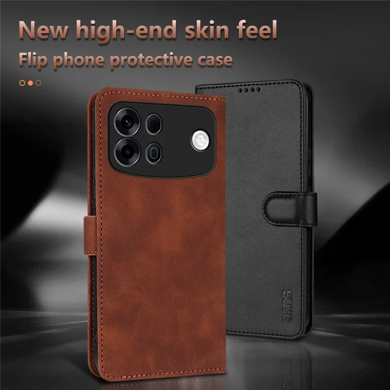 AZNS For Oppo A7 Pro Max 5G Case PU Leather Wallet Phone Cover - Brown