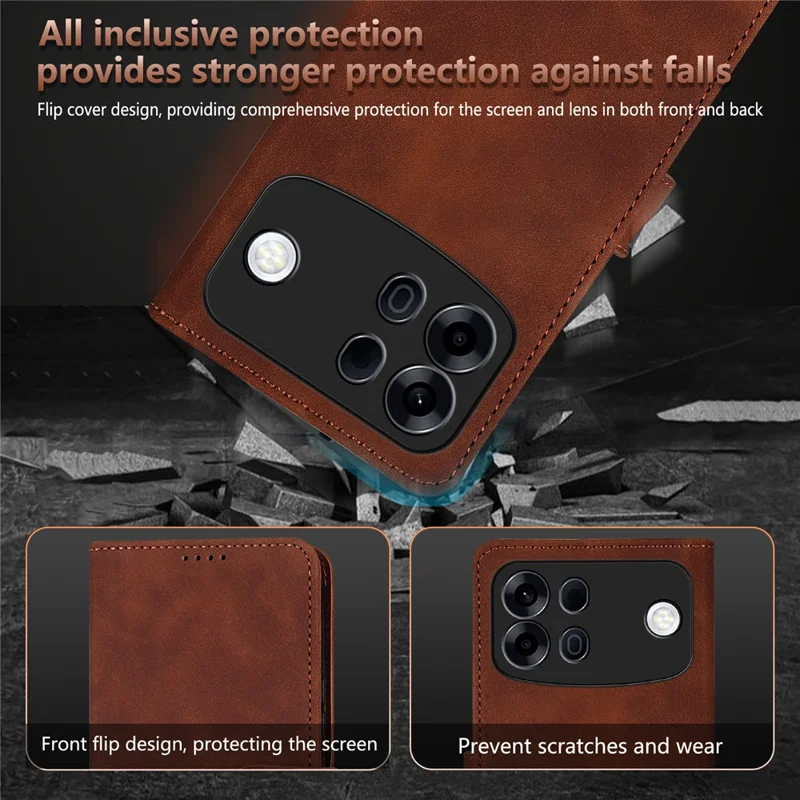 AZNS For Oppo A7 Pro Max 5G Case PU Leather Wallet Phone Cover - Brown
