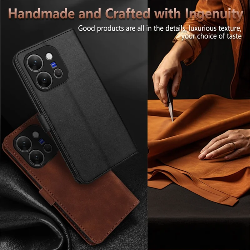 AZNS For vivo X300 E 5G Case PU Leather Wallet Phone Cover - Brown