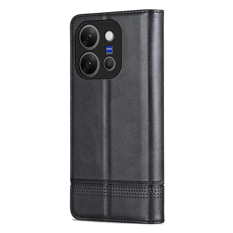 AZNS For vivo X300 E 5G Case Cowhide Texture PU Leather Wallet Phone Cover - Black