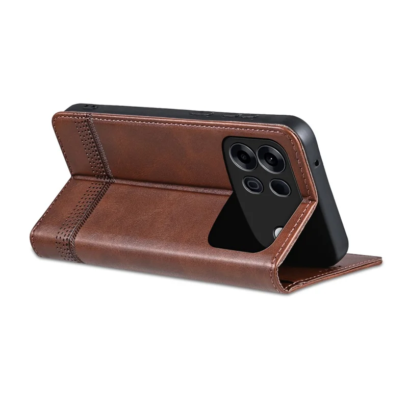 AZNS For Oppo A7 Pro Max 5G Case Cowhide Texture PU Leather Wallet Phone Cover - Coffee