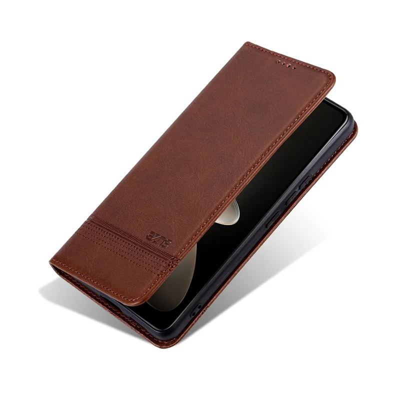 AZNS For Oppo A7 Pro Max 5G Case Cowhide Texture PU Leather Wallet Phone Cover - Coffee