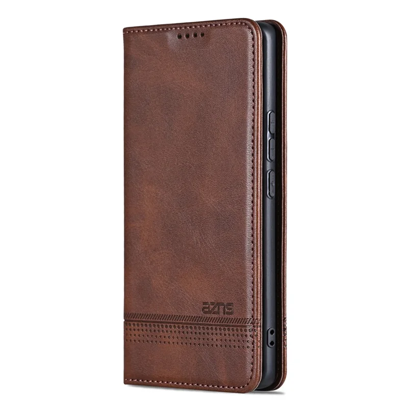 AZNS For Oppo A7 Pro Max 5G Case Cowhide Texture PU Leather Wallet Phone Cover - Coffee