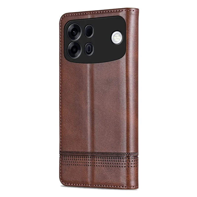 AZNS For Oppo A7 Pro Max 5G Case Cowhide Texture PU Leather Wallet Phone Cover - Coffee