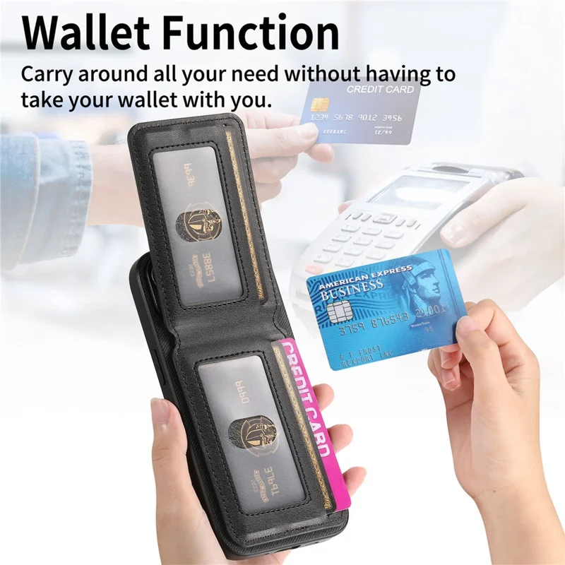 For Xiaomi Redmi Note 17 4G Case Cloth Texture Leather + PC + TPU Phone Cover with RFID Blocking Card Holder - Black
