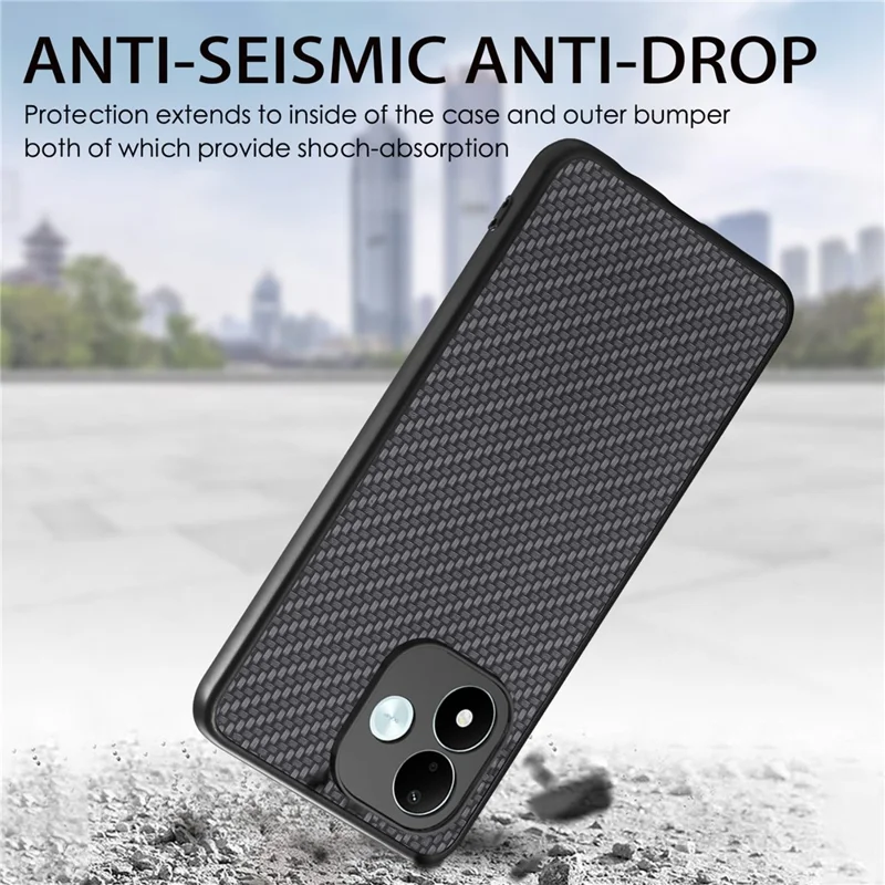 For Xiaomi Redmi Note 17 4G (Global) / Note 17 5G (Global) / Note 17 (India / China) 5G Case Carbon Fiber Texture PU Leather + PC + TPU Phone Cover - Black