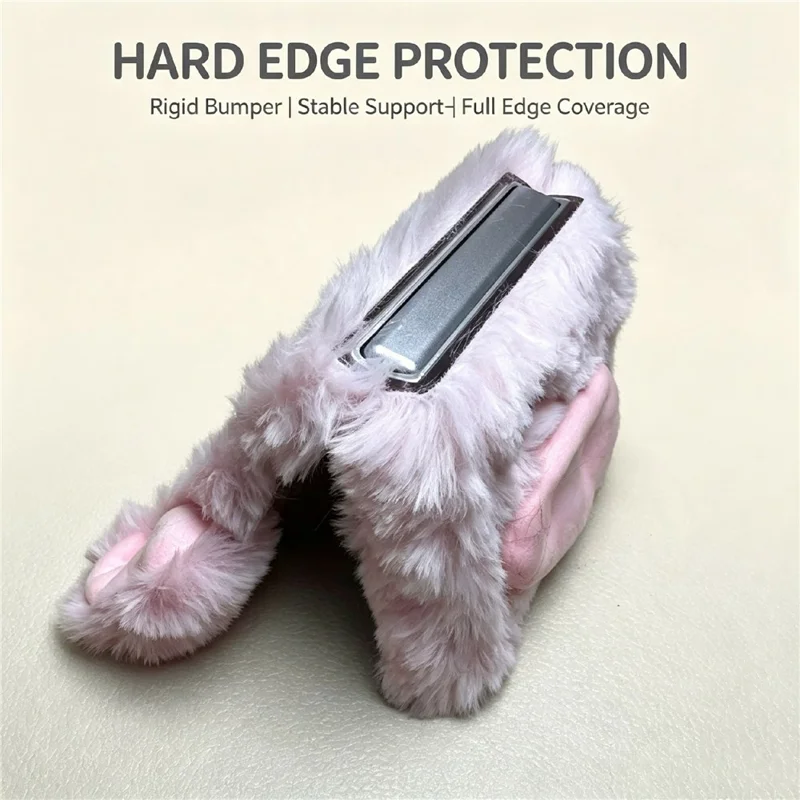 For Samsung Galaxy Z Flip8 Case Cute Pig Plush + TPU Shockproof Phone Cover - Grey