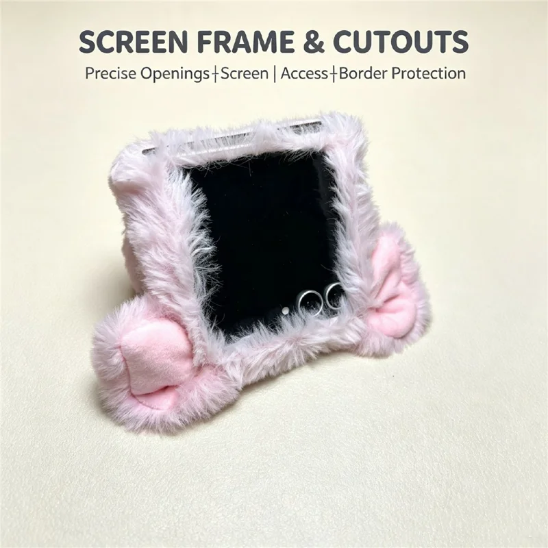 For Samsung Galaxy Z Flip8 Case Cute Pig Plush + TPU Shockproof Phone Cover - Grey