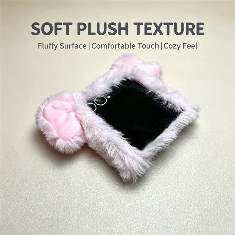 For Samsung Galaxy Z Flip8 Case Cute Pig Plush + TPU Shockproof Phone Cover - Grey