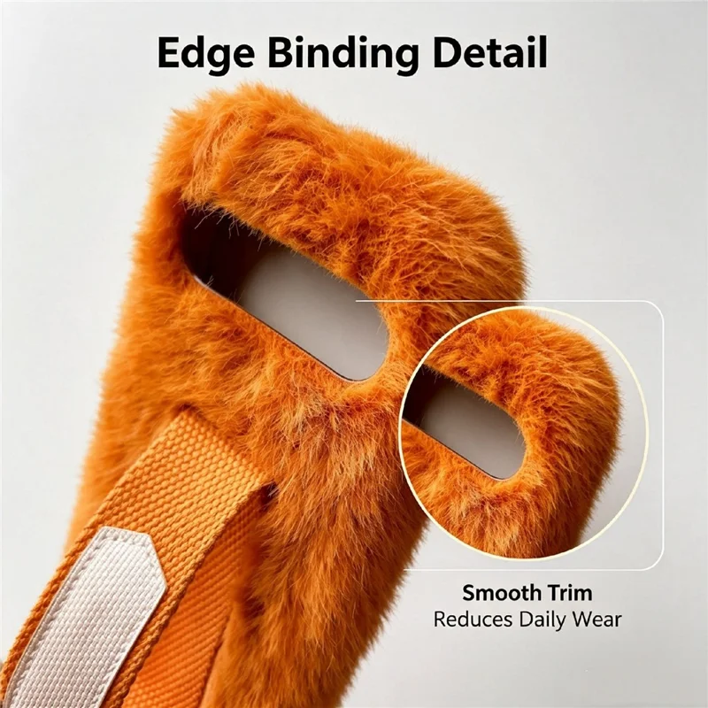 For Google Pixel 11 Pro XL Plush Phone Case Wristband Soft Plush TPU Protective Cover - Orange