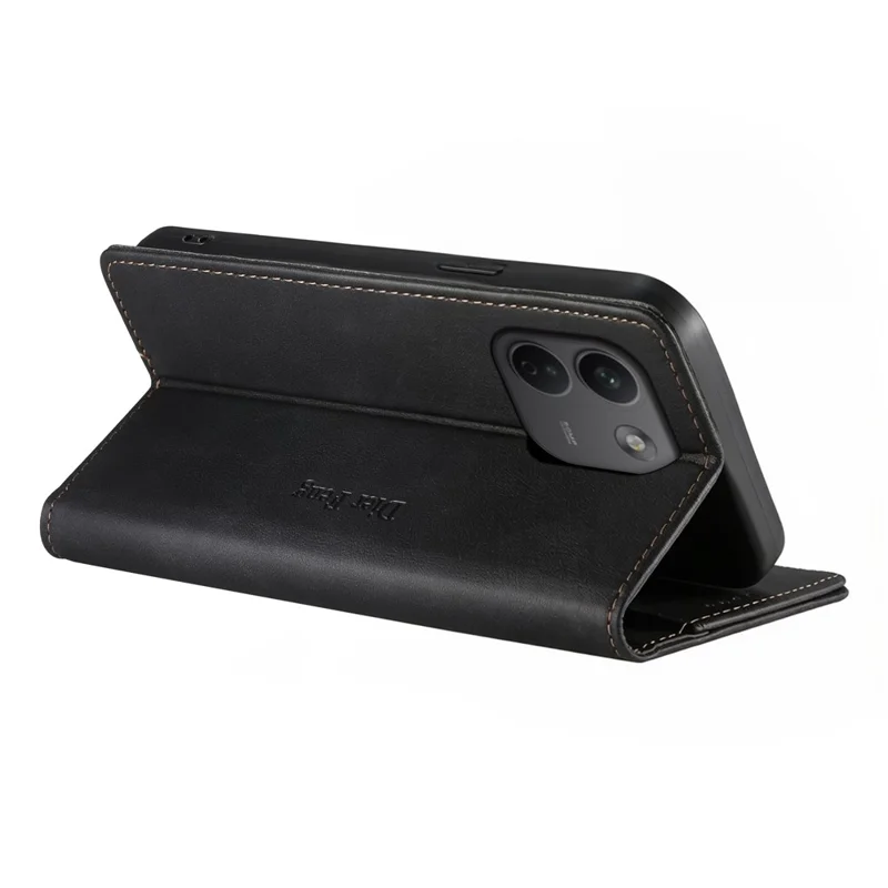 DIERFENG DF-019 for Xiaomi Redmi Note 17 Pro Max 5G Leather Wallet Case Magnetic Flip Cover with Card Slots RFID Blocking - Black
