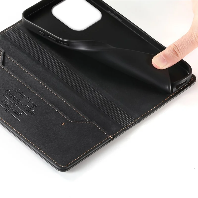 DIERFENG DF-019 for Xiaomi Redmi Note 17 Pro Max 5G Leather Wallet Case Magnetic Flip Cover with Card Slots RFID Blocking - Black
