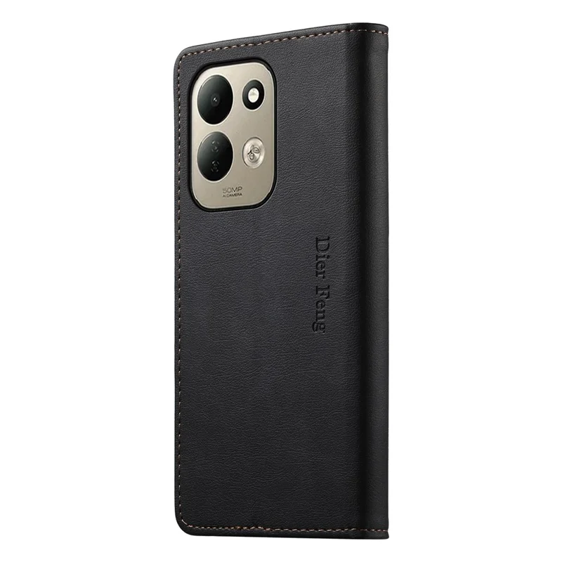 DIERFENG DF-019 for Xiaomi Poco C95 Pro Leather Wallet Case Magnetic Flip Cover with Card Slots RFID Blocking - Black