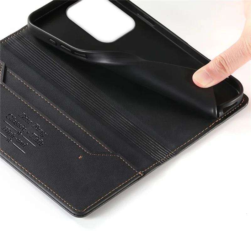 DIERFENG DF-019 for Xiaomi Poco C95 Pro Leather Wallet Case Magnetic Flip Cover with Card Slots RFID Blocking - Black