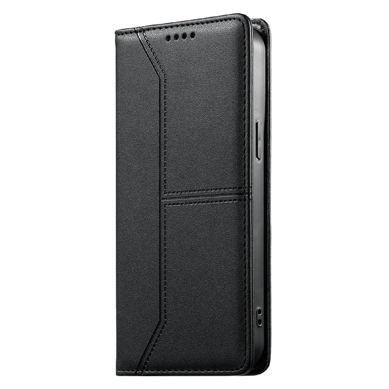 For Xiaomi Redmi Note 17 Pro Max 5G Wallet Stand Case Line Splicing TPU PU Leather Phone Cover - Black